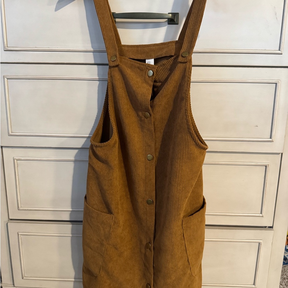 Brown Corduroy Overall Dress